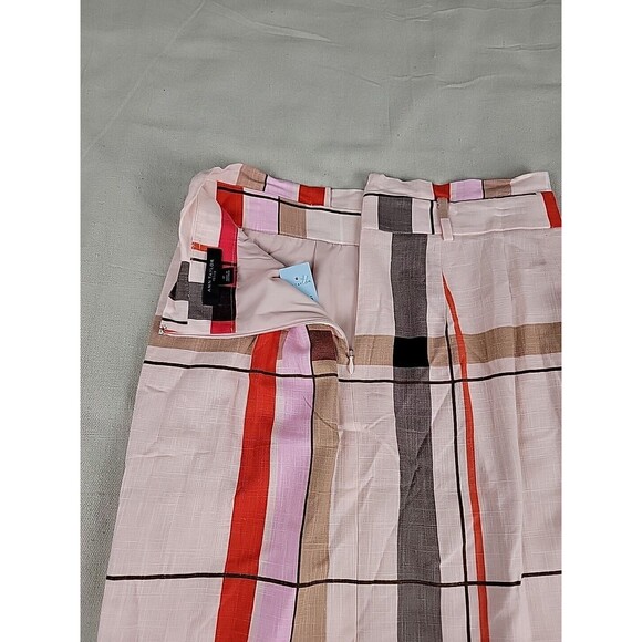 Anne Taylor Skirt 6 Petite Pencil Knee Pink Zip Preppy Office Linen Blend Modern - Picture 13 of 16